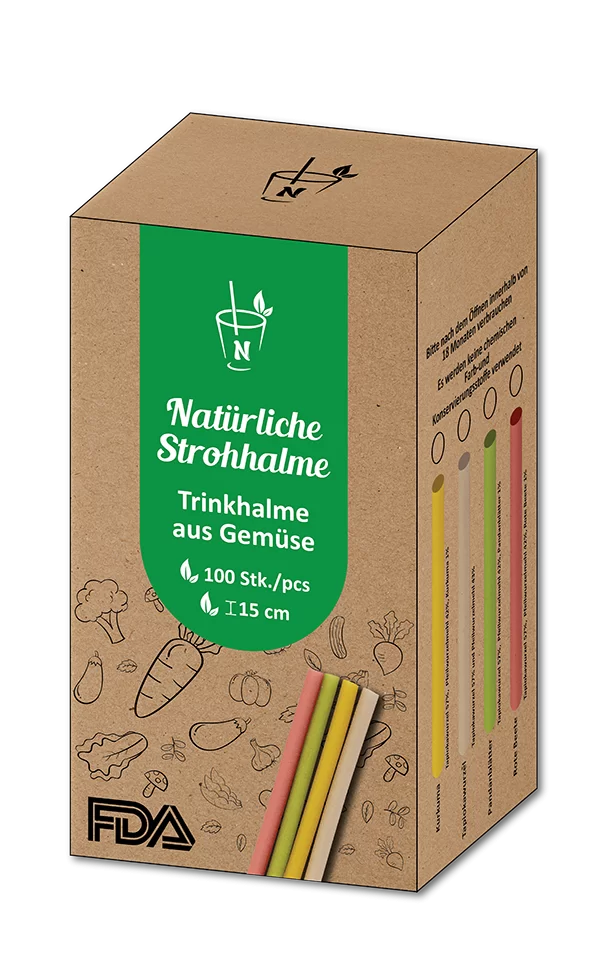Naturstrohhalme Ø 8 x 15 cm 100 Stück/Packung