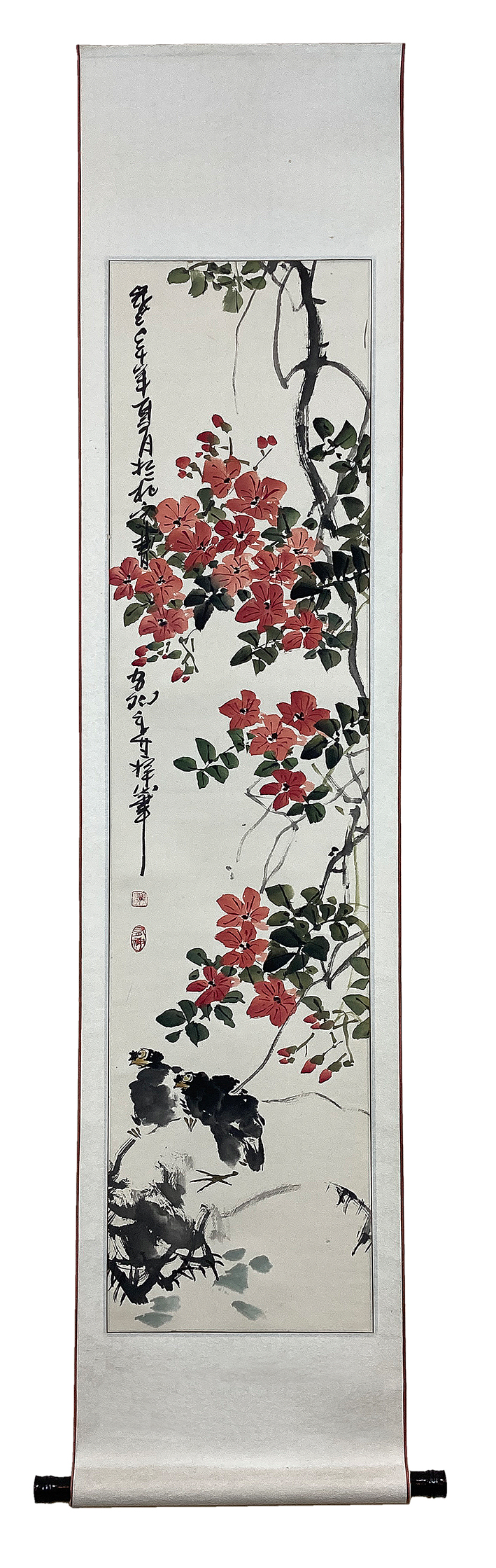 Vier Chinesische Rollbilder Tuschmalerei
